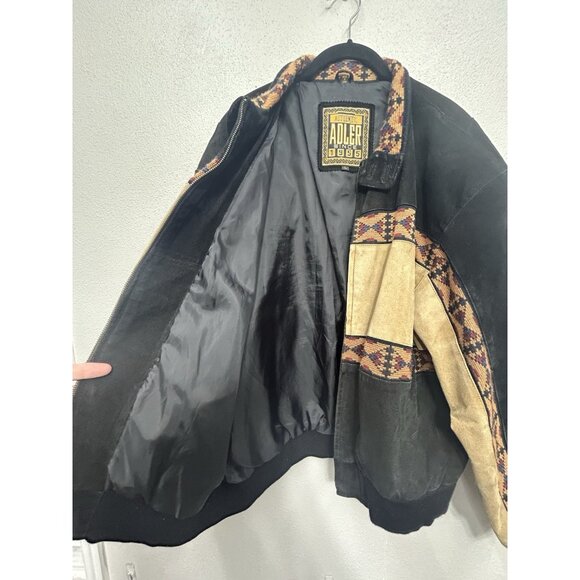 Vintage Adler Leather Jacket Men’s Large Southwestern Aztec Bomber Zip Up 90s - Picture 4 of 13